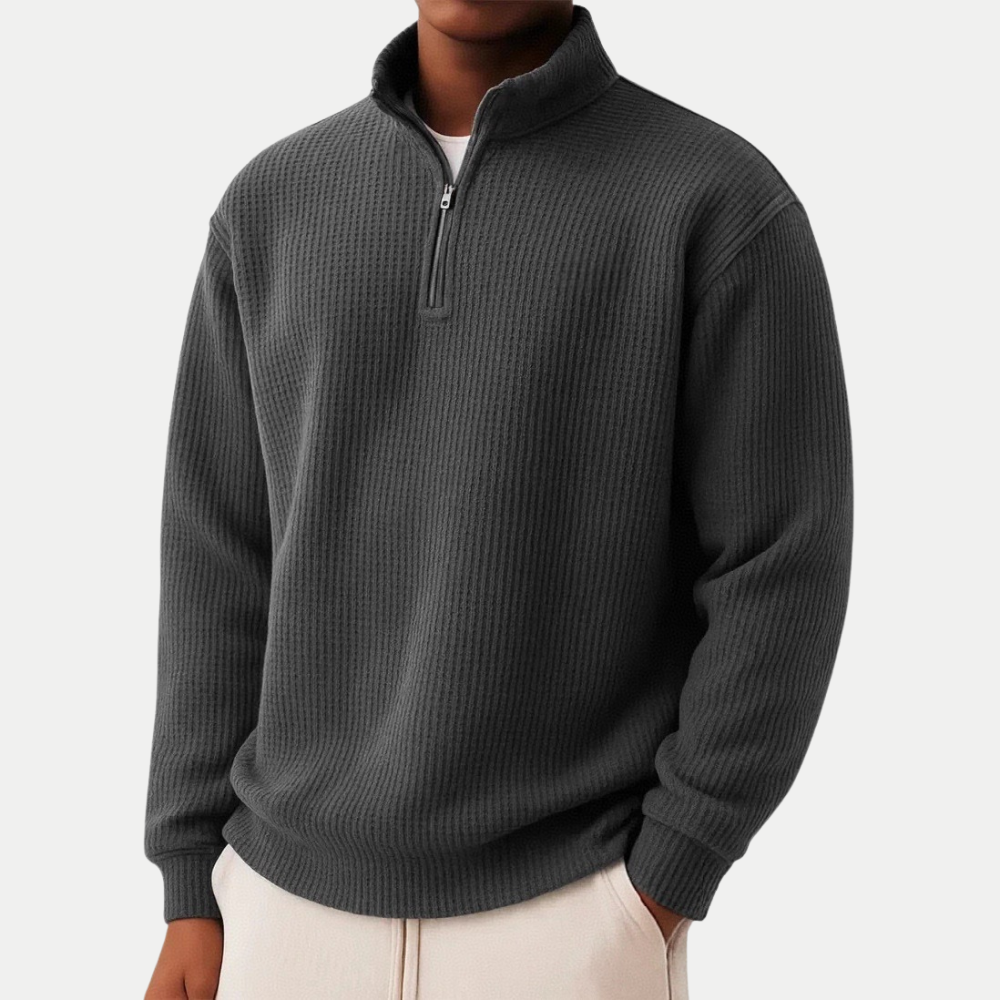 PULL À COL TROYER ET FERMETURE ÉCLAIR POUR HOMMES