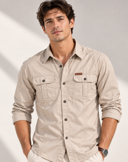 Heren Cargo Overshirt Tactisch Outdoor Overhemd Lange Mouw