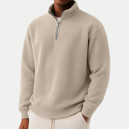 PULL À COL TROYER ET FERMETURE ÉCLAIR POUR HOMMES