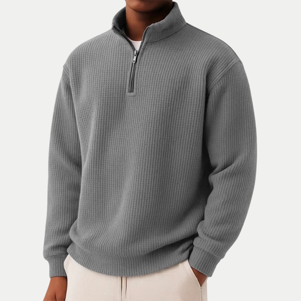 PULL À COL TROYER ET FERMETURE ÉCLAIR POUR HOMMES