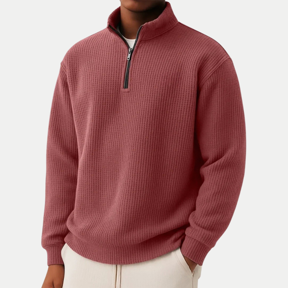 PULL À COL TROYER ET FERMETURE ÉCLAIR POUR HOMMES