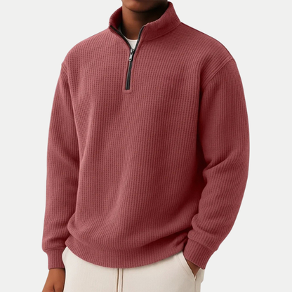 PULL À COL TROYER ET FERMETURE ÉCLAIR POUR HOMMES