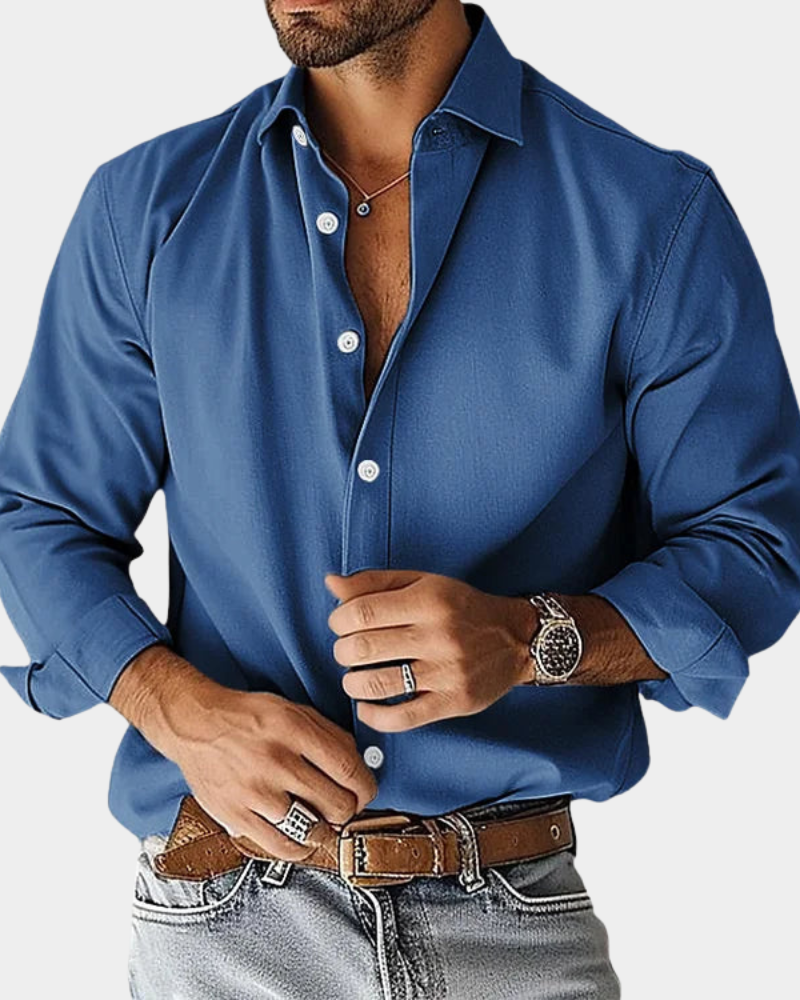Heren Overhemd Met Lange Mouwen En Button Down Kraag Slim Fit