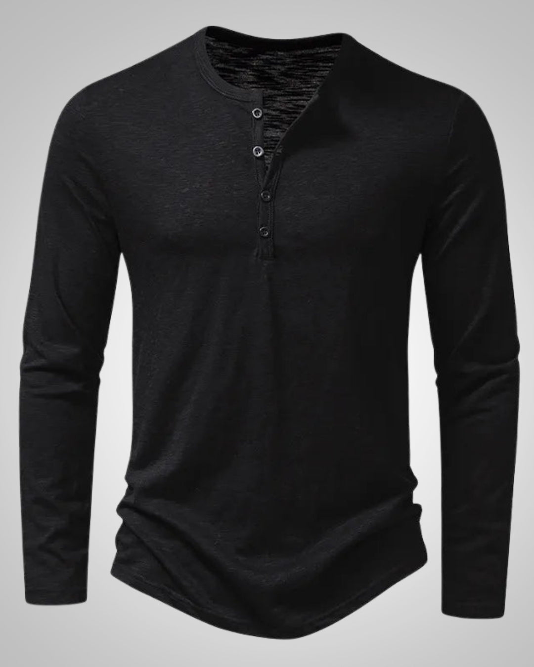 Eberhard | Henley-Shirt in Melange-Optik mit langen Ärmeln