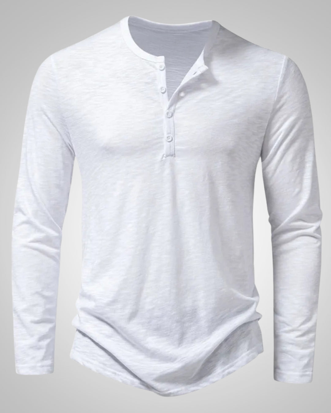 Eberhard | Henley-Shirt in Melange-Optik mit langen Ärmeln