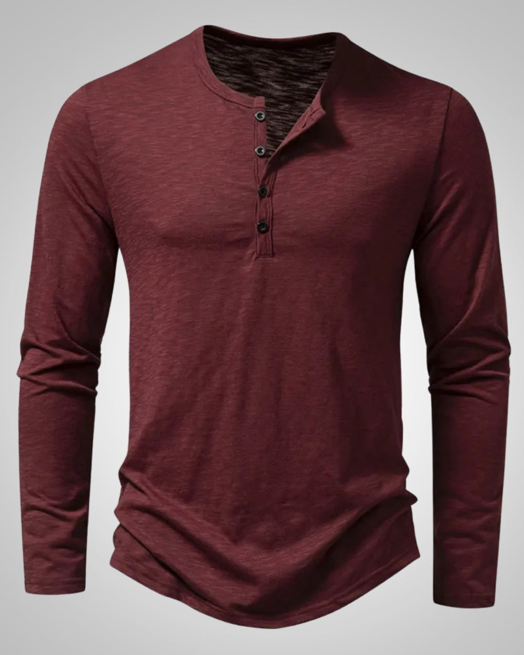 Eberhard | Henley-Shirt in Melange-Optik mit langen Ärmeln