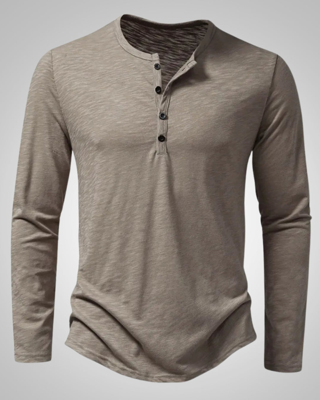 Eberhard | Henley-Shirt in Melange-Optik mit langen Ärmeln