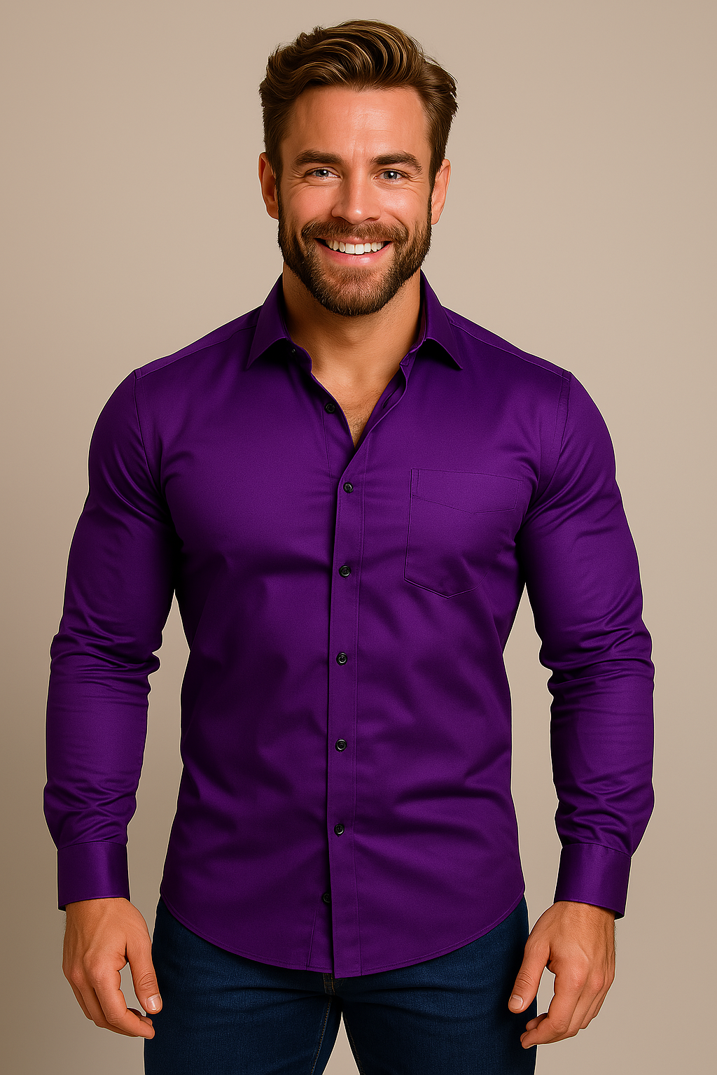 Heren Overhemd Met Lange Mouwen En Slim Fit