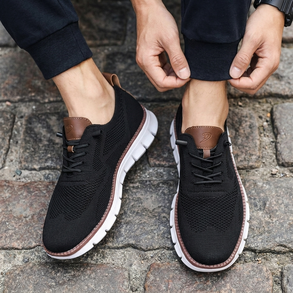 Komfortable Sneakers med Åndbart Netdesign | Fleksibelt Strikmateriale | Letvægt & Fleksibel Komfort