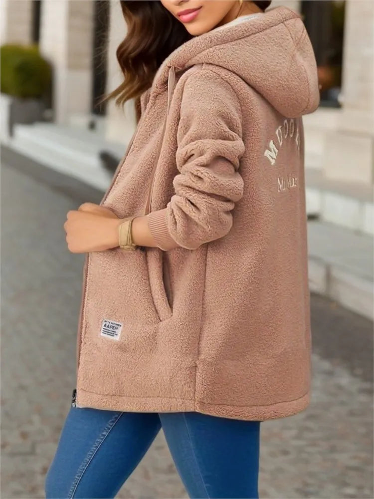 Camilla | Moderne Fleece Jas met Hoge Kraag