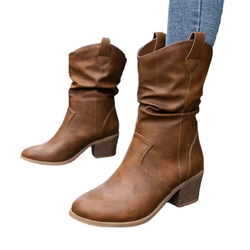 Olivia | Classic Mid-Calf Western Boots