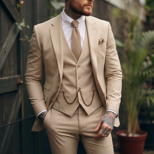 Tommy | Tailored Beige Three-Piece Suit