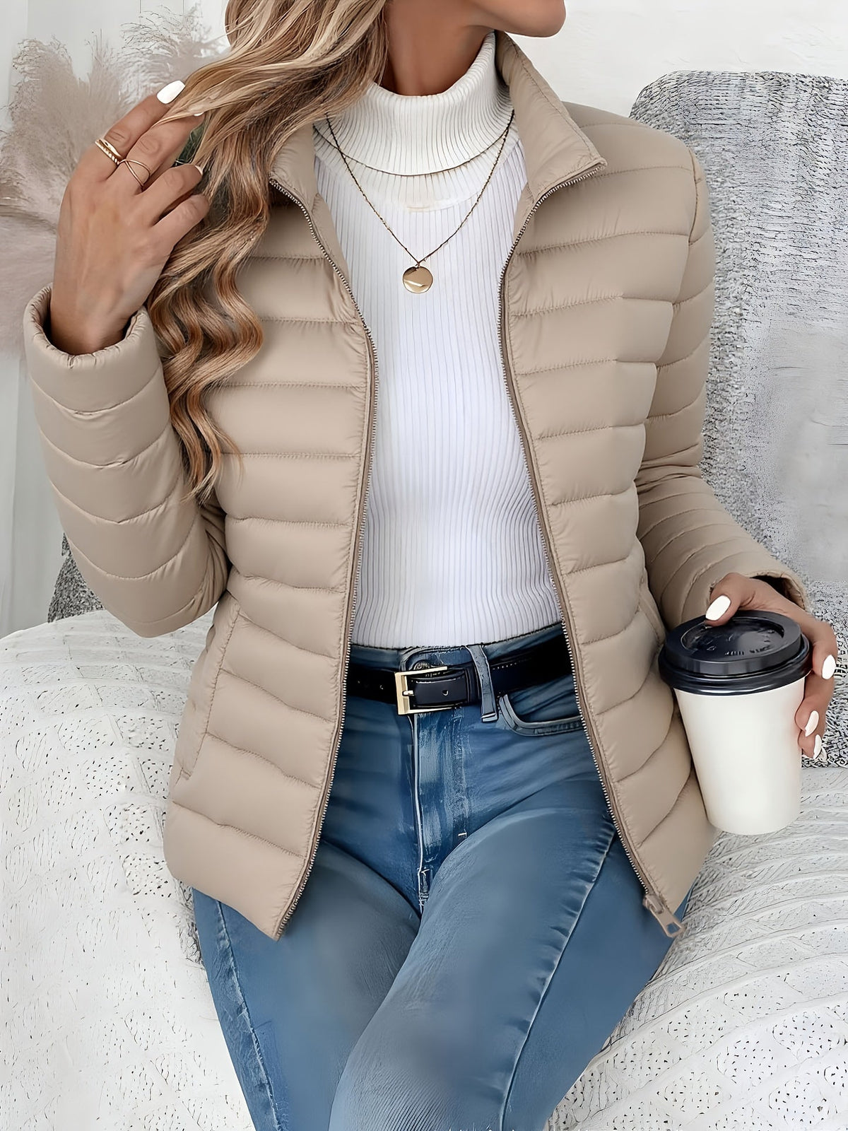 SLIM FIT GEWATTEERD JASJE VOOR VROUWEN