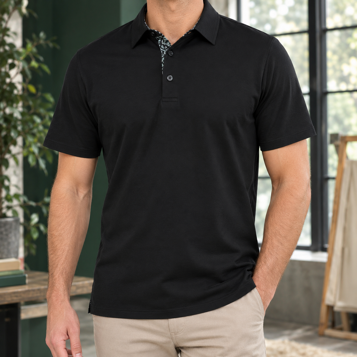 POLO À COL MOTIF POUR HOMMES