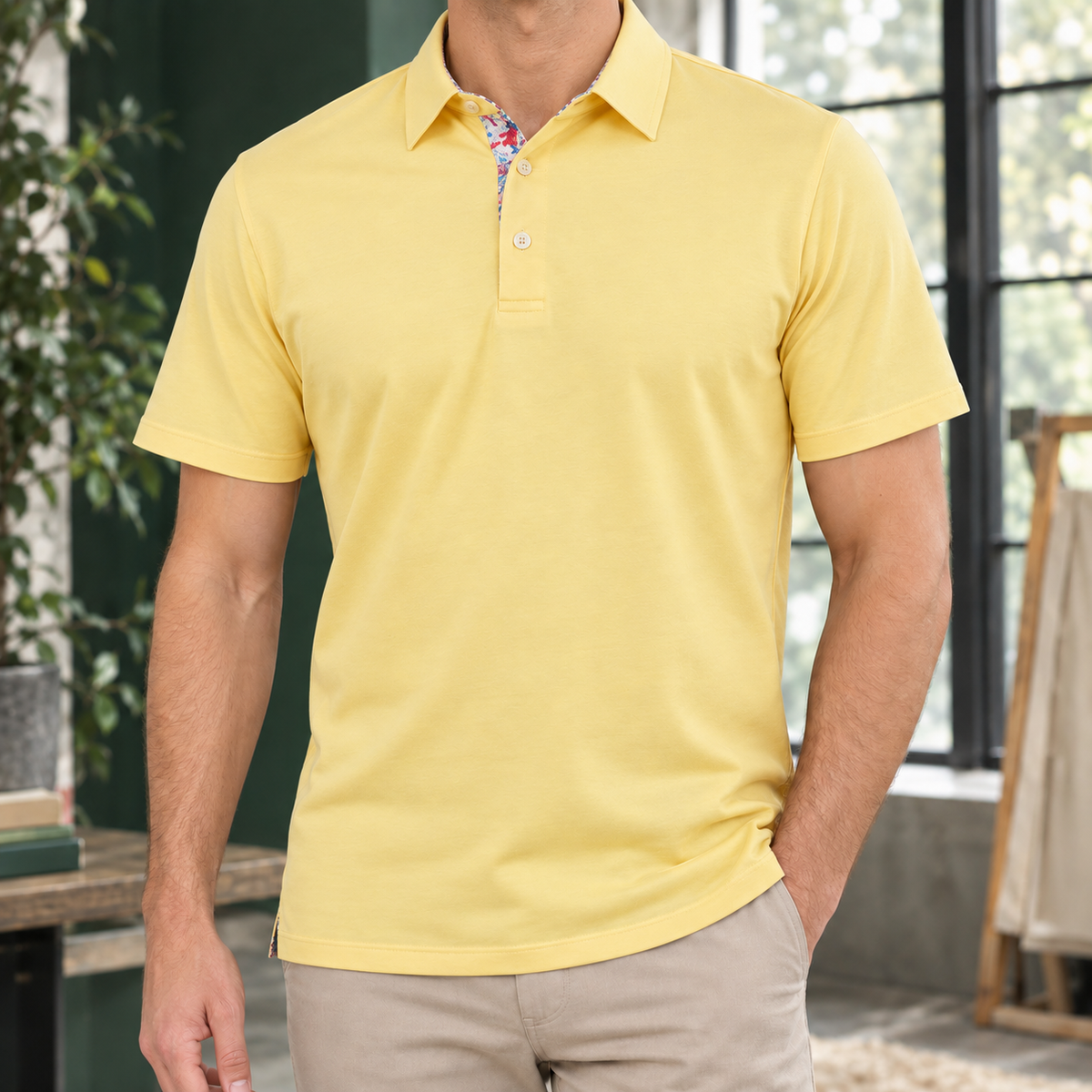 POLO À COL MOTIF POUR HOMMES