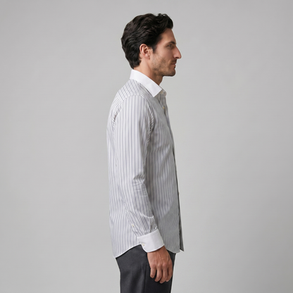 Overhemd Heren Slim Fit Lange Mouwen Gestreept Formeel