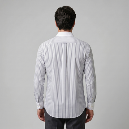 Overhemd Heren Slim Fit Lange Mouwen Gestreept Formeel