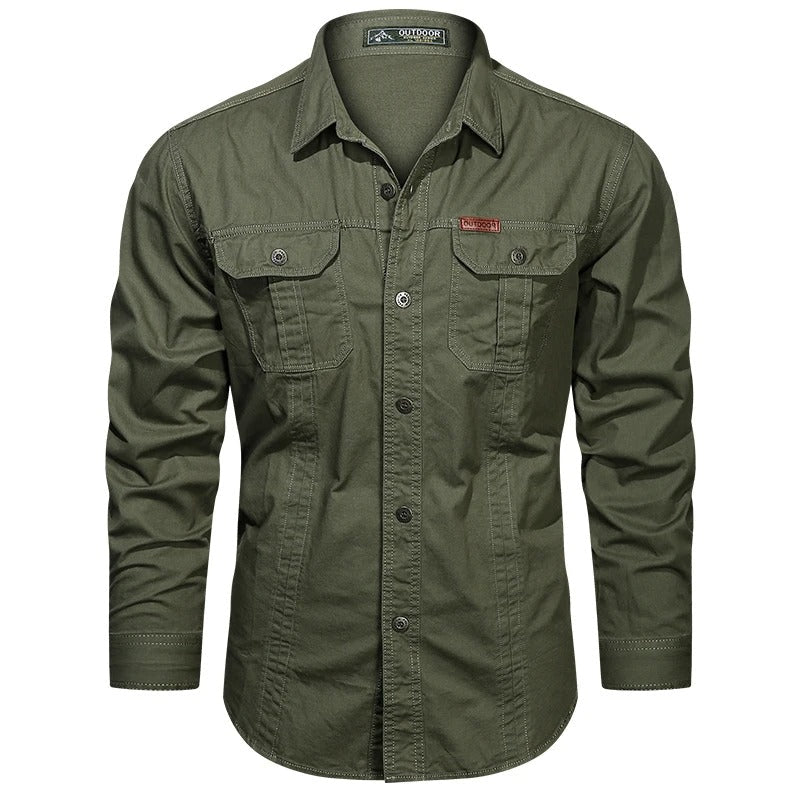 Heren Cargo Overshirt Tactisch Outdoor Overhemd Lange Mouw
