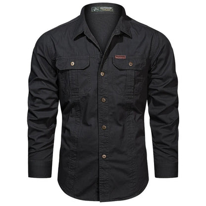Heren Cargo Overshirt Tactisch Outdoor Overhemd Lange Mouw