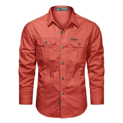 Heren Cargo Overshirt Tactisch Outdoor Overhemd Lange Mouw