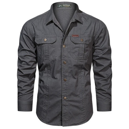 Heren Cargo Overshirt Tactisch Outdoor Overhemd Lange Mouw
